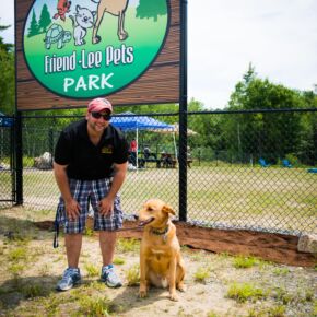 Craig and Tommy catching some sun! A Dog enjoying the Friendly Pets Dog Park