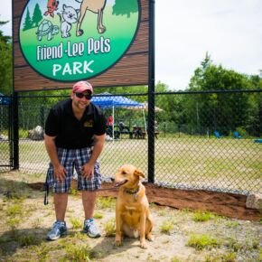 Craig and Tommy catching some sun! A Dog enjoying the Friendly Pets Dog Park